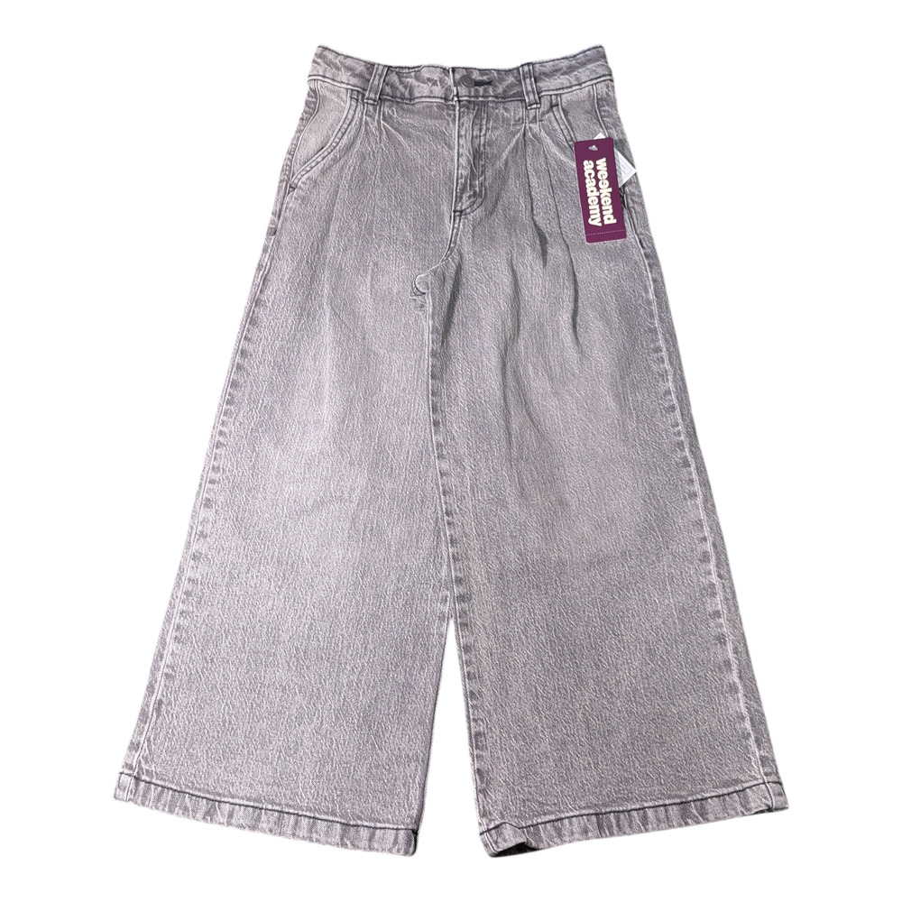 Weekend Academy Grey Wash Pleated Denim Kids Pants Size 6 NWT